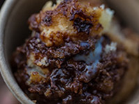 Chocolate & Peanut Butter Bread Pudding Served w/ Caramel